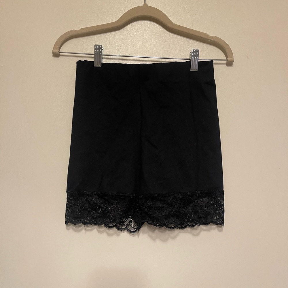 Lioness Black Lace Trim Biker Shorts